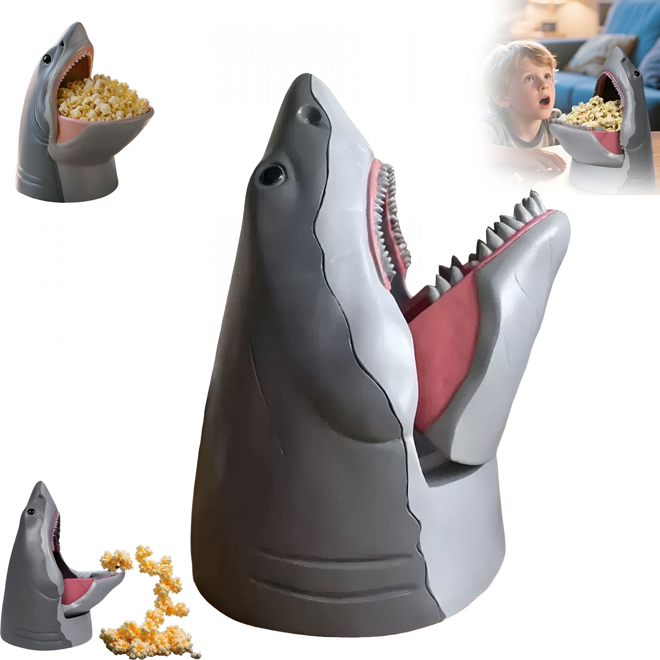 ACDANC BPA-Free Food-Grade Silicone Shark Popcorn Bucket for Movie ...