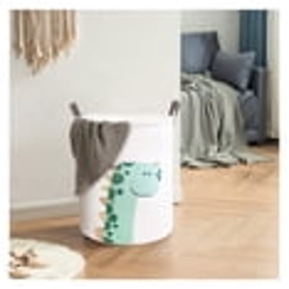ACDANC Baby Laundry Basket for Girls Boys,Cute Kids Laundry Hampers Collapsible Dirty Clothes Hamper Nursery Toy Storage Baskets (Green Dinosaur)