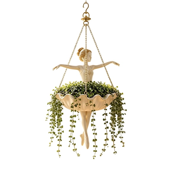 ACDANC Ballet Dancer Hanging Planter with Chain Cute Flower Pot for Succulents | Cute Hanging Planter for Succulents Ivy Or String Plants; Plants Are Not Included So It Your Way