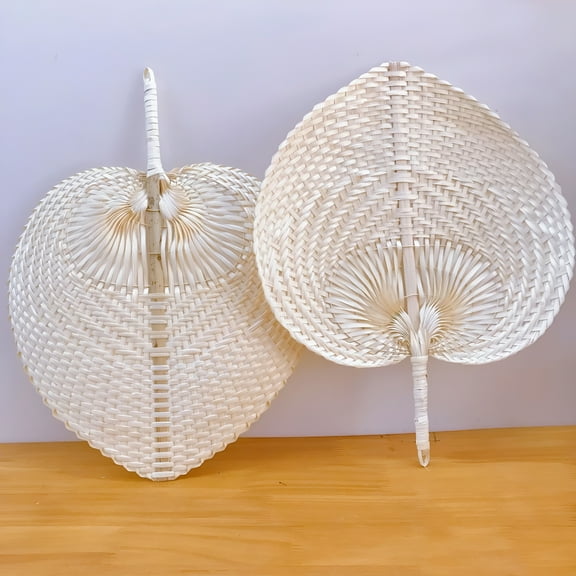 ACDANC Bamboo Hand Fans Natural Handmade Weaving Fans Lightweight Palm Leaf Fan Children And Adults Handheld Fan with 2 Size for Summer Cooling Down