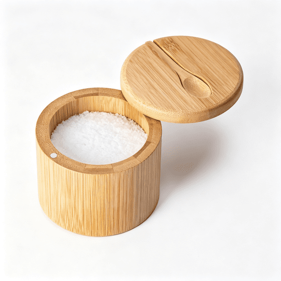 ACDANC Bamboo Salt Cellar,Salt Box with Swivel Lid,Spice Box with Spoon,6Oz | Kitchen Salt Container Holder for Storing Salt Pepper,Sugar,Herbs,Spice,Bamboo 6Oz Salt Container