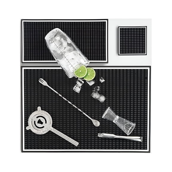 ACDANC Bartender Kit Bar Accessories Bar Set Bartending Kit Bar Mat Rubber Anti Slip Bar Mat Countertop Spill Mats for Coffee Maker Glass Cup 3 Sizes 15*30Cm