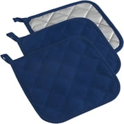 ACDANC Basic Terry Collection Quilted 100% Cotton,Potholder,Nautical Blue,3 Piece