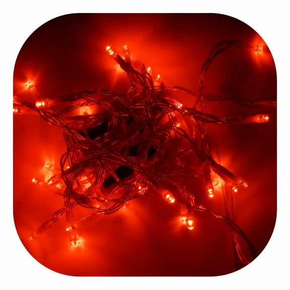 ACDANC Battery Operated Red Halloween Lights,33Ft 100 Led Clear Wire String Lights Waterproof,Twinkle Lights for Indoor Outdoor Xmas Wedding Party Festival Decorations