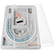 ACDANC The Bead Board with Clear Cover,Grey Flocked,6 Recessed Compartments,3 U-Shaped Channels,Design Boards for Jewelry Bracelet Necklace Making DIY