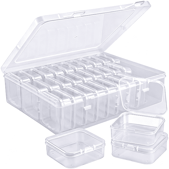 ACDANC Bead Organizer Box,30Pcs Small Plastic Boxes Rhinestone Organizer Bead Containers Nail Organizers and Storage Clear Dimond Storage with Hinged Lid and Stackable(2.17'*2.17'*0.79)