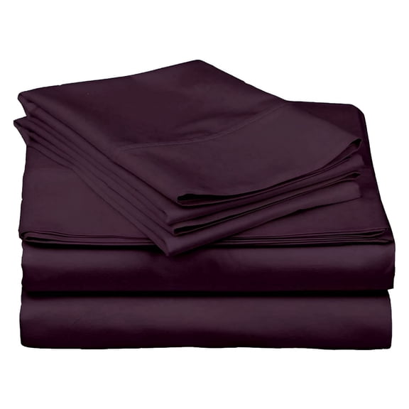 ACDANC Bed Sheets Set - 800 Thread Count 100% Egyptian Cotton Sheets - 4 Piece Sheet Set Fits Mattress Upto 24" Deep Pocket Sateen Weave for Soft Fitted Sheet - Plum Solid Size