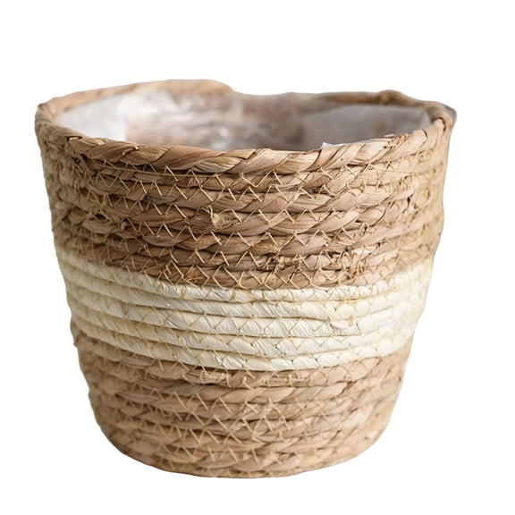 ACDANC Beige Seagrass Woven Basket Garden Planter