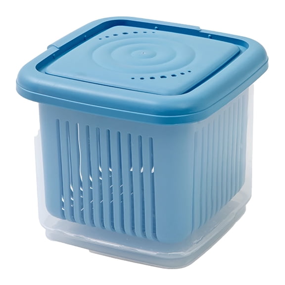 ACDANC Berry Keeper Box for Fridge, Large Produce Saver Container with Colander and Leak-Proof Lid, BPA-Free Food Storage for Strawberries, Grapes, and Snacks (Blue)