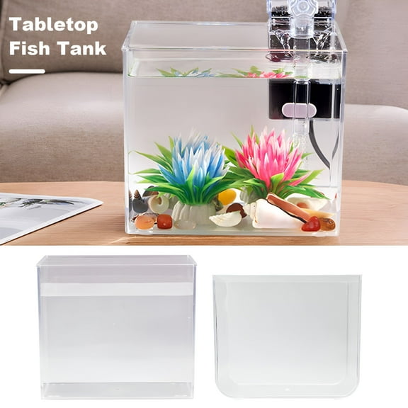 ACDANC Betta Fish Tank Aquarium Non-Slip Base 360 Degree Viewing Transparent High Light Transmittance Aquarium for Study Room Desktop Office Home Decor