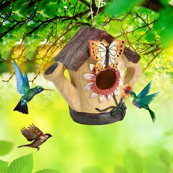 ACDANC Bird Houses for Outside, Resin Birdhouse, Bird Nest, Birdhouses for Outdoors, Resin Bird Box, Bluebird House for Outside, Bird Gifts for Bird Lovers