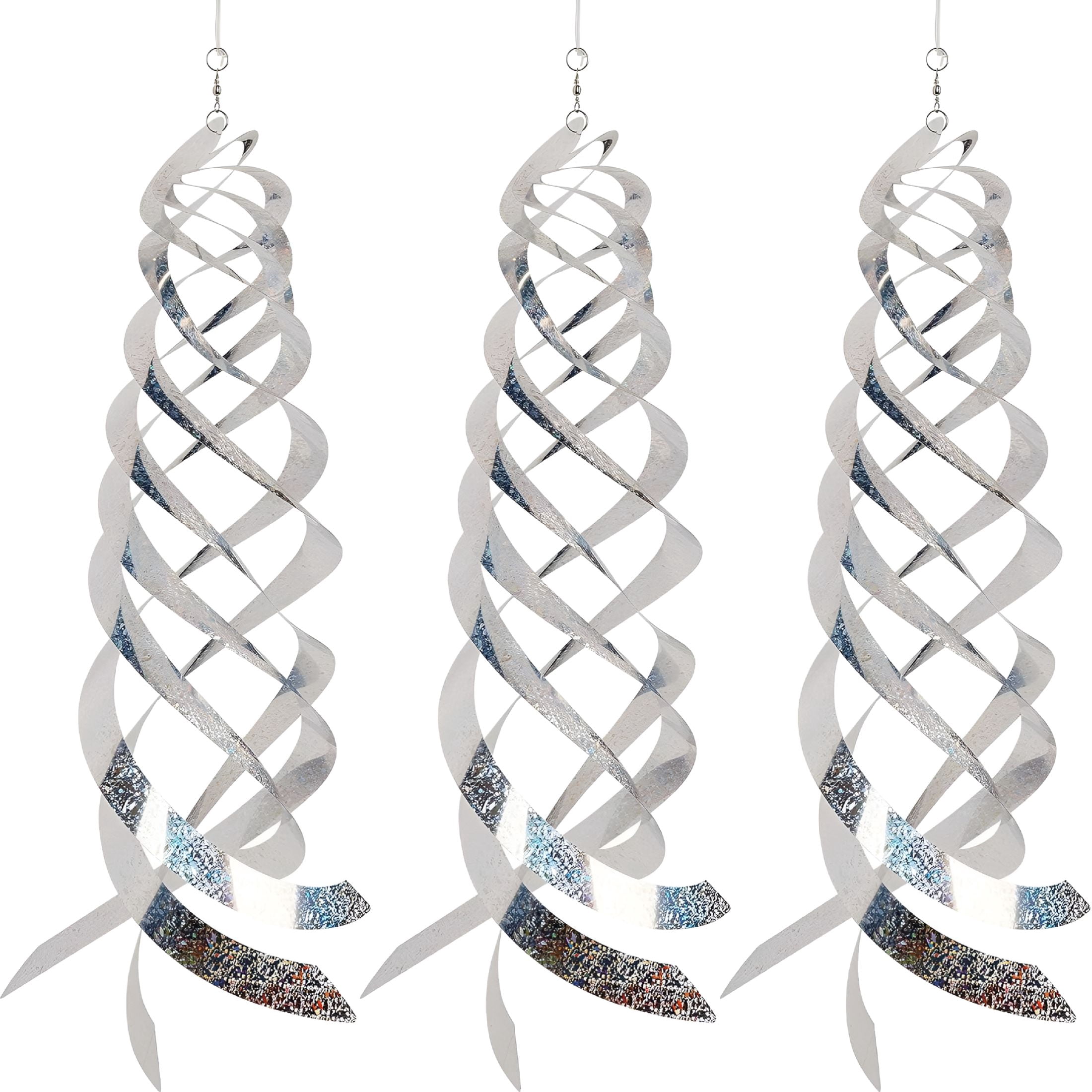 ACDANC Bird Repellent Spiral Reflectors Silver Mylar Spinner, Hanging ...