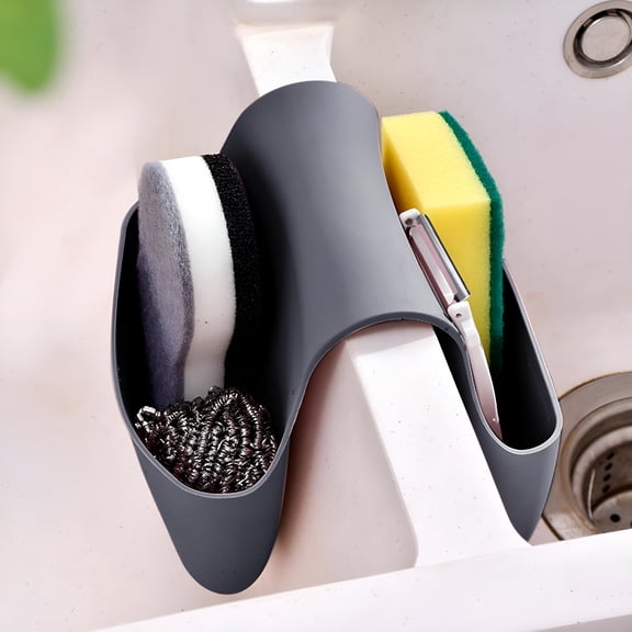 ACDANC Black Saddle Double Sink Caddy, Kitchen Sponge Holder & Organizer