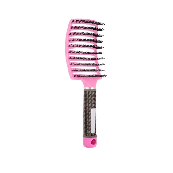 ACDANC Boar Bristle Brush for Curly Hair, Gentle Detangling Hairbrush with Ergonomic Handle, Dual Hanging Hooks Blowout Styling Tool, Black