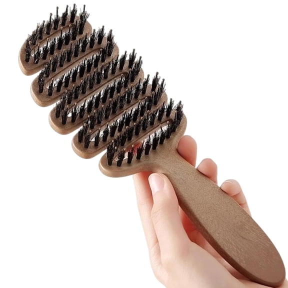 ACDANC Boar Bristle Hair Brush,Volumizing Root Lift Comb for Men and Women,Curved Design with Non-Slip Long Handle,Curved Design with Non-Slip Long Handle Hair Brush for Fine Hair