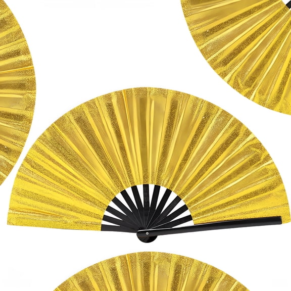 ACDANC Boots on The Ground Fan, Large Holographic Folding Hand Fan, Clap Fans For Line Dancing, Foldable Craft Holding Laser Colors Hand Fan, For Line Dancing, Party, Dance Enthusiasts Gift (Black)