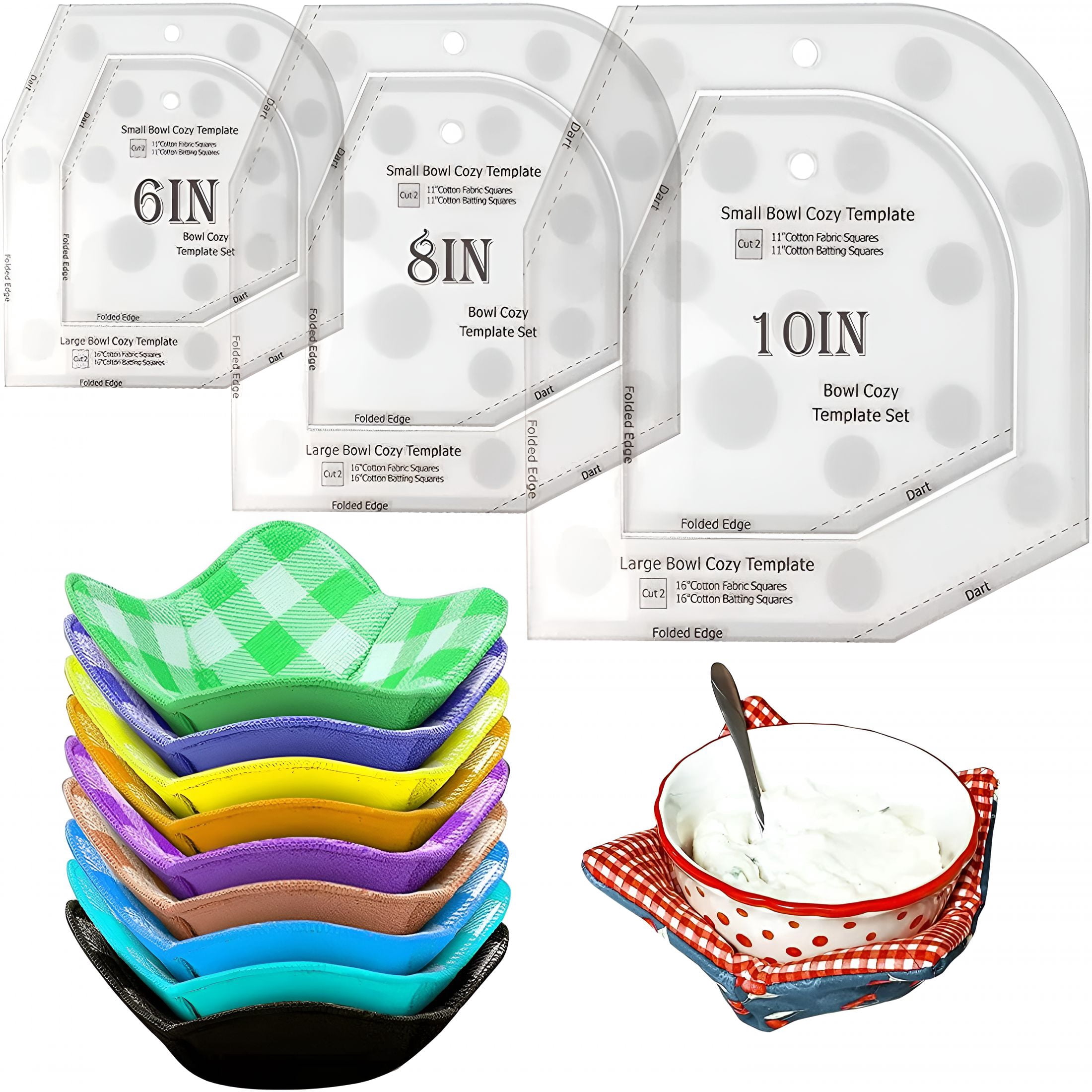 ACDANC Bowl Cozy Template Cutting Ruler Set,3Pcs Acrylic Transparent ...