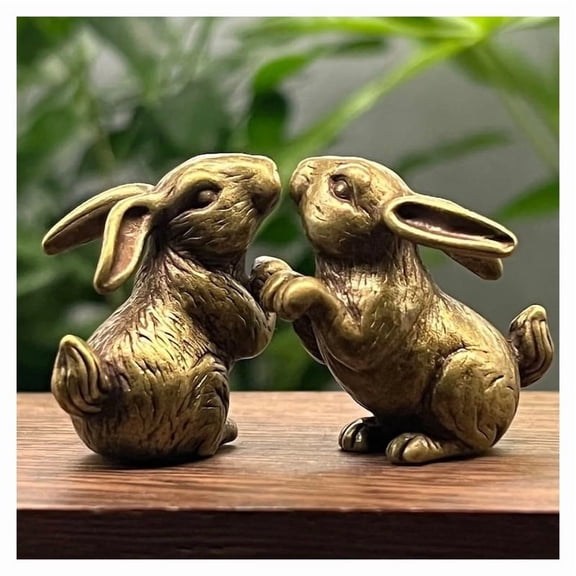 ACDANC Brass Gold Bunny Figurine Easter Decor Gold Bunnies Rabbit Figurine Decorative Easter Bunny Statue Modern Vintage Bunny Ornament for Easter Centerpiece Gift