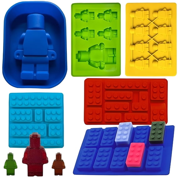 ACDANC Building Brick Candy Robot Mold Chocolate Mold Set Silicone Building Block Mold Ice Cube Trays for Making Melted Chocolate Fondant Jelly Dome Mousse? Pcs)