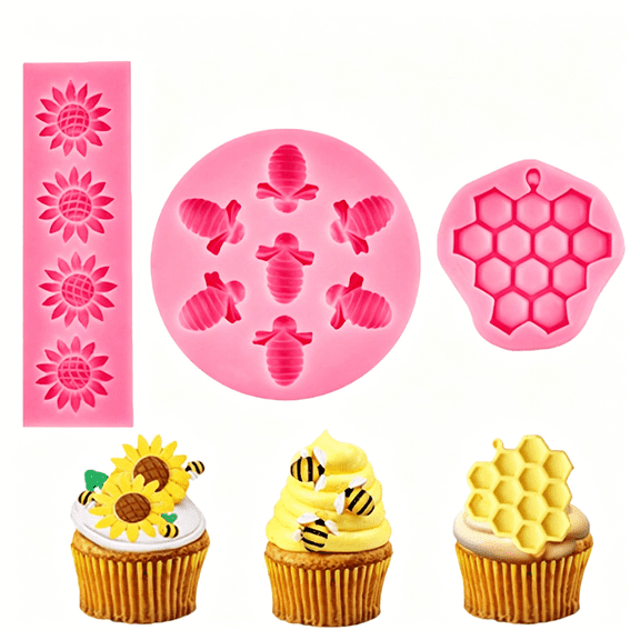 ACDANC Bumble Bee Silicone Molds, Beehive Silicone Baking Mold Mousse Gummy Sugar Chocolate Candy Cupcake Mold for Happy Bee Day Clay Crafting Cake Cupcake Topper Decoration