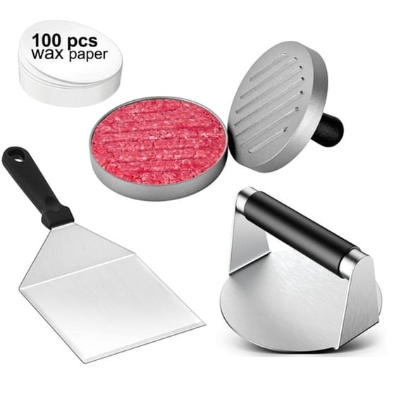 ACDANC Burger Press Hamburger Patty Maker Set of 3,4.75" Round Patty Maker Mold & 5.5" Non-stick Burger Smasher with Spatula for Homemade Beef, Chicken, Veggie and Stuffed Burgers