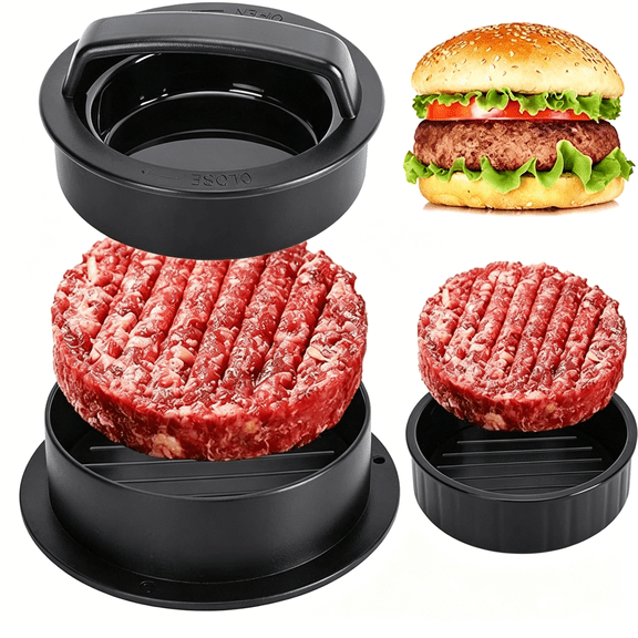 ACDANC Burger Press Hamburger Patty Maker Slider Press Stuffed Burger Patty Press Regular Burger Patties Cookery Mold 3 in 1 Non Stick Kitchen Barbecue Tool