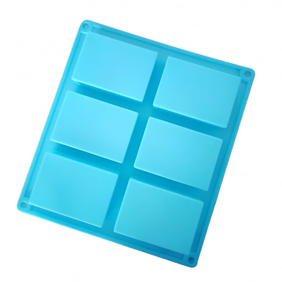 ACDANC Cake Mould Rectangle Soap Silicone Homemade 6-Cavity Mould Making DIY Cake Mould Blue