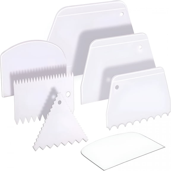 ACDANC Cake Scraper Cake Smoother,7 Pcs Dough Scraper Bowl Scraper Cake Cutter Cake Spatula Bench Scraper Kitchen Plastic Scraper Tool Cake Decorating Kit