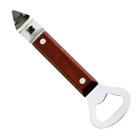 ACDANC Can Punch Bottle Opener,Stainless Steel Can Tapper Bottle Opener,Dual-Sided Manual Bottle Can Piercer Opener with Wood Handle for Camping and Traveling