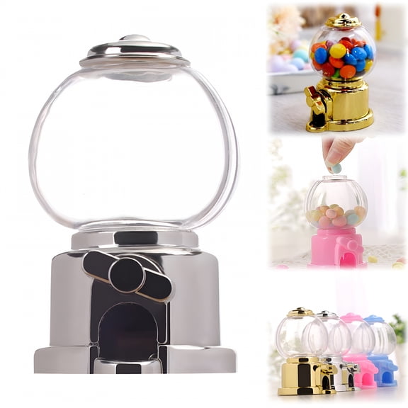 ACDANC Candy Dispenser,Candy Party Favors with 3.9 Inch Mini Candy Dispenser Toy Plastic Gumball Machines for Sweet Birthday Party Decorations,Silver