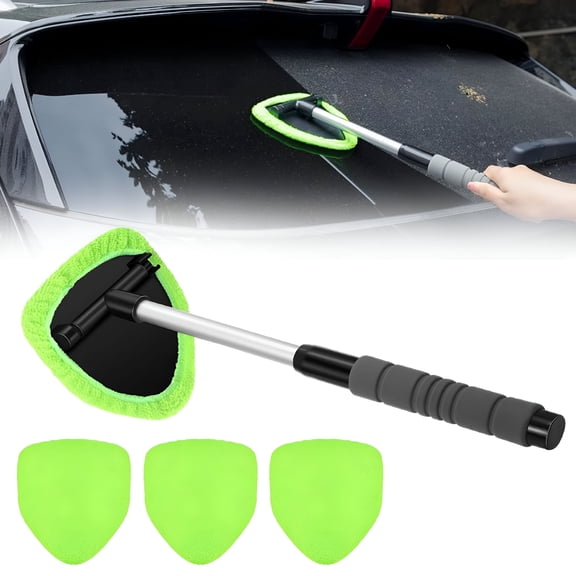 ACDANC Car Windshield Cleaner Tool,Extendable Window Cleaning Kit,Large Head Scraper with Microfiber Pads,Auto Glass Detailing Brush,For Car Interior Exterior Window Care