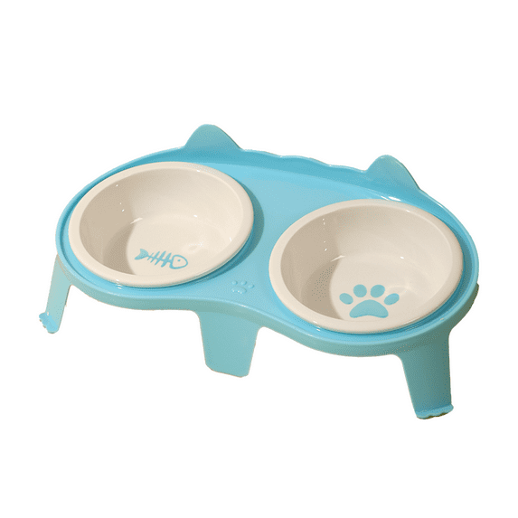 ACDANC Cat Bowls for Indoor Cats,Elevated Raised Cat Bowl,Modern Cat Food Container,Blue