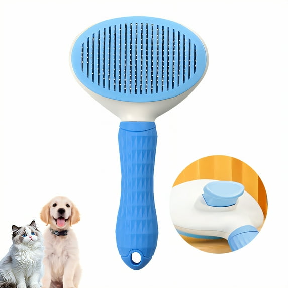 ACDANC Cat Brush,Self Cleaning Dog Brush,Metal Needle Comb Cat Brushes for Indoor Cats,Blue
