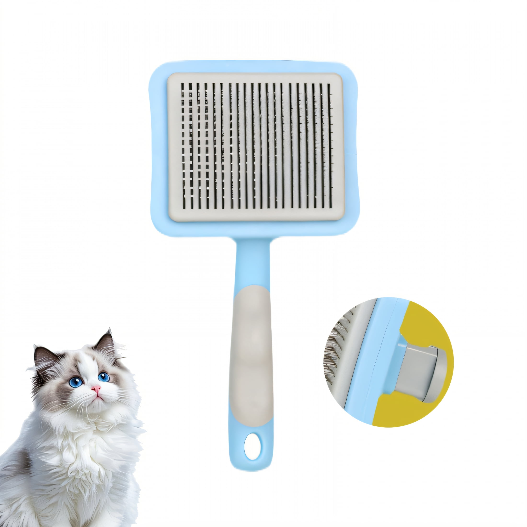 Heldig Brush for Cat Dog,Shedding Brush with Self-Clean Eject