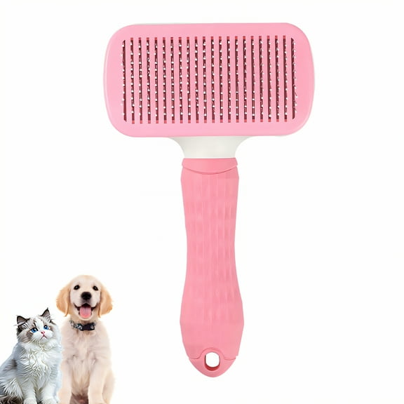 ACDANC Cat Brush,Self Cleaning Deshedding Dog Brush,Stainless Steel Needle Comb Dog Brush,Pink