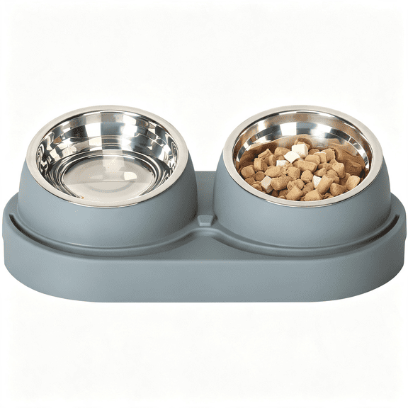 ACDANC Cat Feeder Stainless Steel Bowl, Pet Food and Water Bowl Dishes, Easy to Clean Stainless Steel Cat Food Bowl