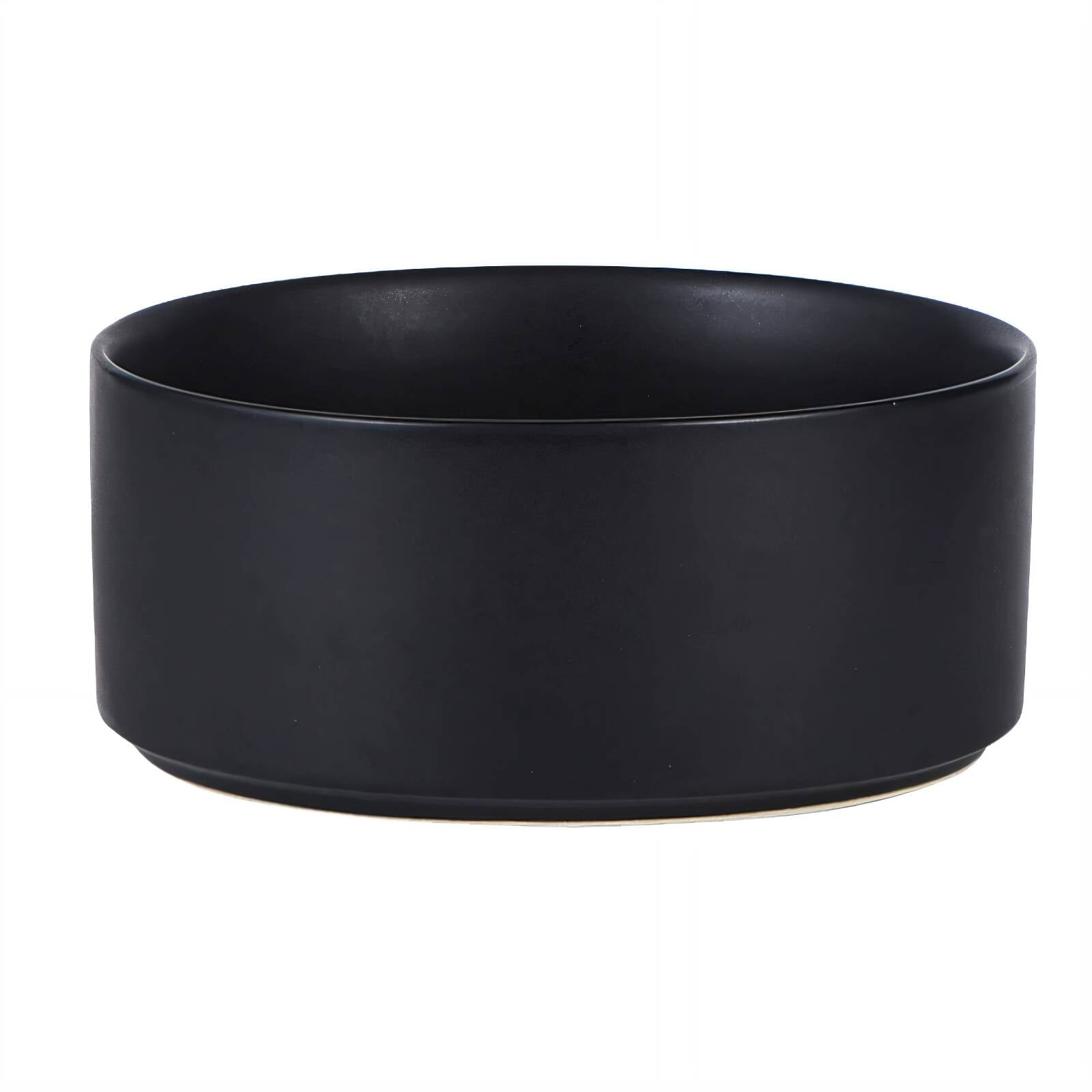 ACDANC Cat Food Bowl,Natural Ceramic Cat Water Bowl,Splash-Proof Design Puppy Bowls,11cm,Black