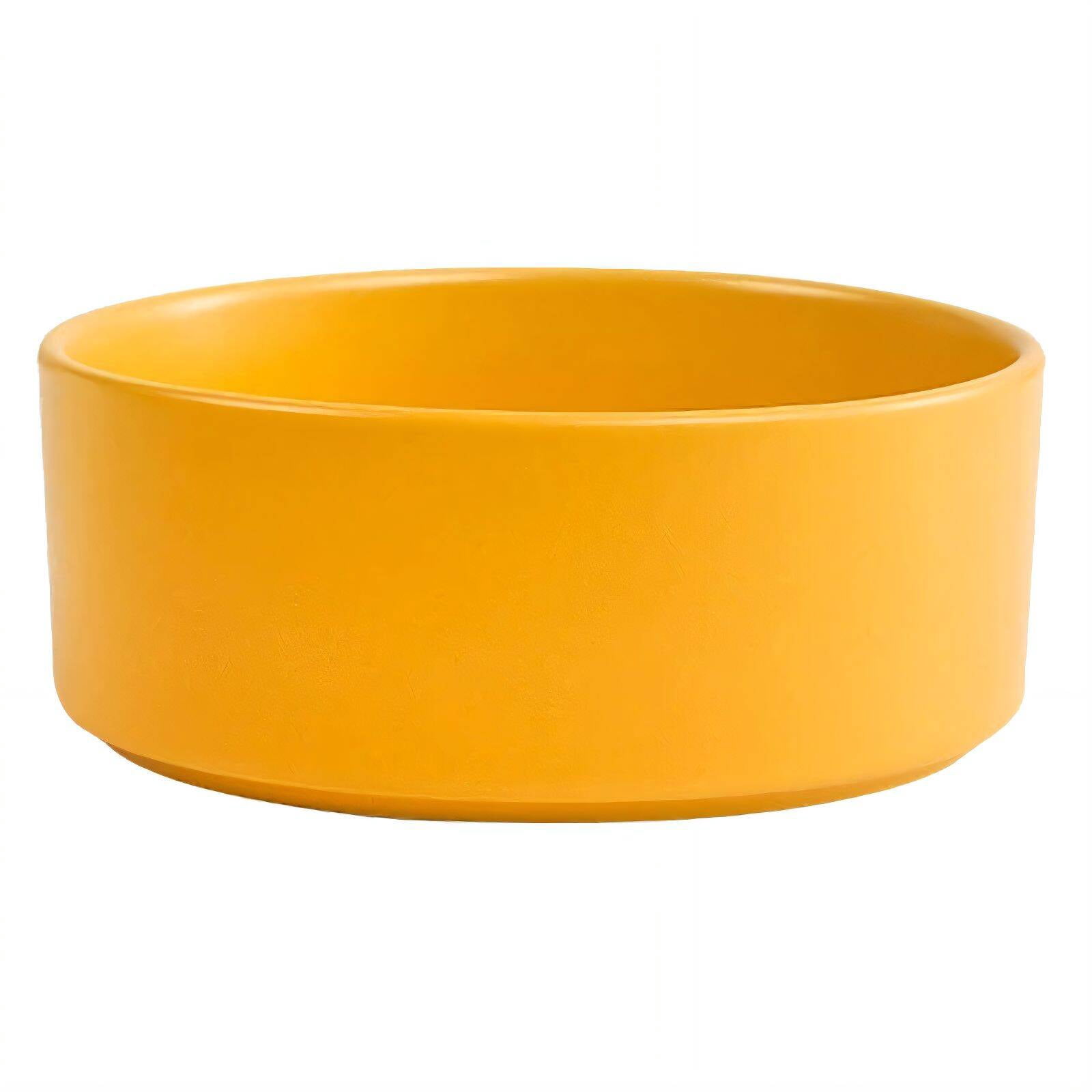 ACDANC Cat Food Bowl,Natural Ceramic Cat Water Bowl,Splash-Proof Design Puppy Bowls,11cm,Yellow