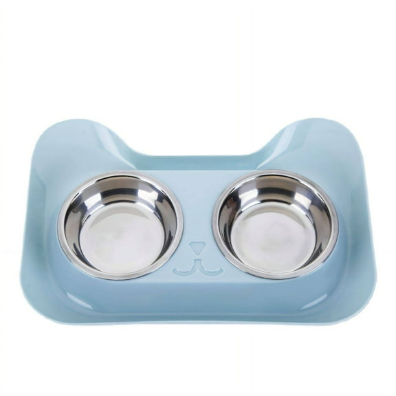 ACDANC Cat Food Bowl,Separation Design Puppy Bowls,Anti-Spill Barrier Cat Food Bowls,Blue