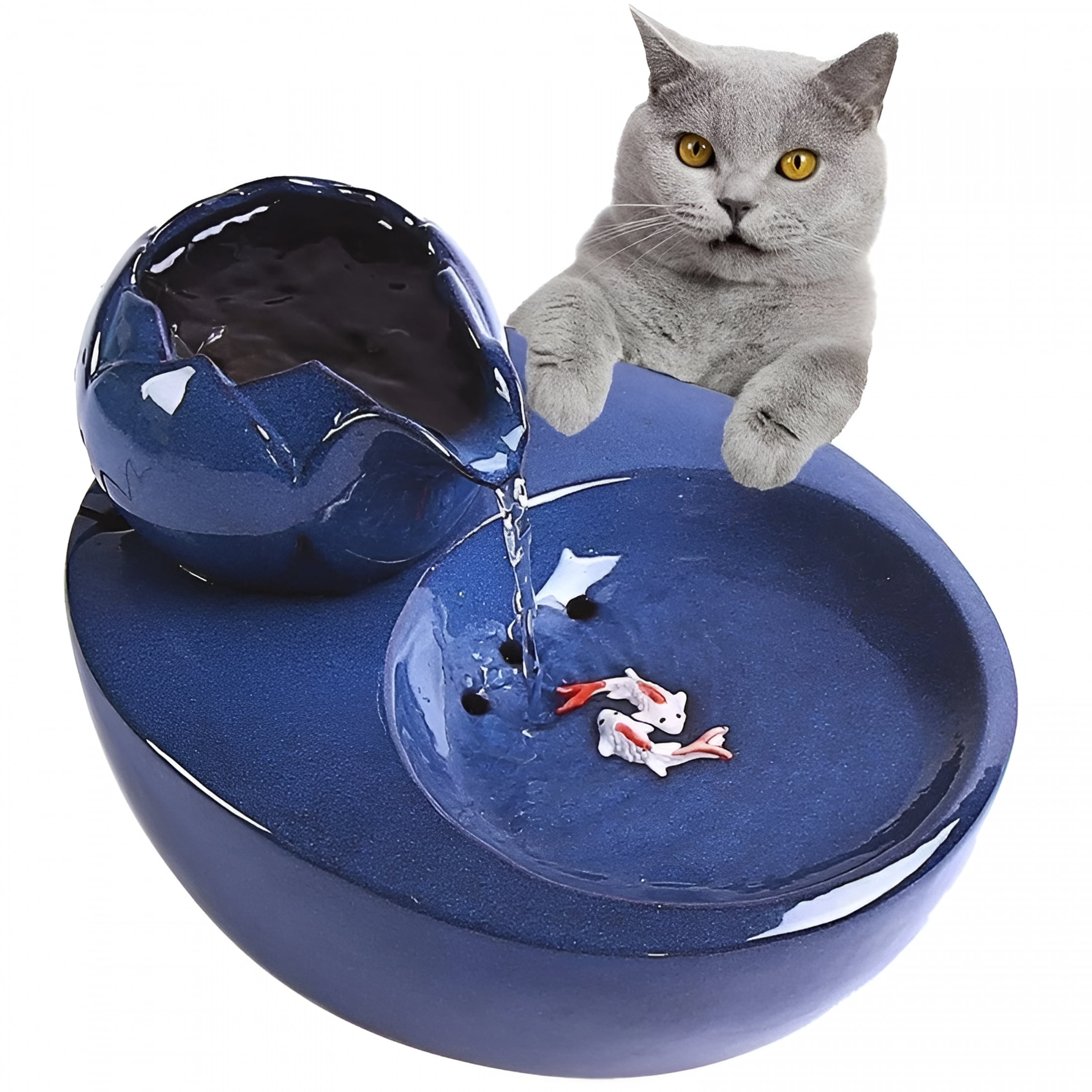 ACDANC Cat Fountain Ceramic Pet Water Dispenser Vertical Cats Drinking Fountains, Automatic Circulation Filters Water Automatic Water Dispenser for Cats