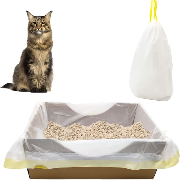 ACDANC 2026 New Cat Litter Liners Large, Jumbo Drawstring Extra Durable Pet Cat Pan Liners Extra-Thick Kitty Litter Box Bag-32 Count 37" X 18"
