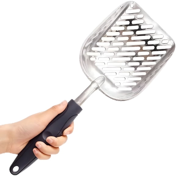 ACDANC Cat Litter Scoop, Aluminum Alloy Sifter, Kitty Metal Scooper, Deep Shovel, Long Handle, Poop Sifting, Kitten Pooper Lifter, Durable, Heavy Duty, for Litter Box