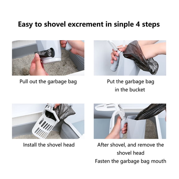 ACDANC Cat Litter Scoop with Bag Holder, Deep Shovel, Large Capacity, Durable and Cute, Plastic Cat Scooper for Litter Box with Stand, Great for Scoop Away Cat Litter, Poop Sifting