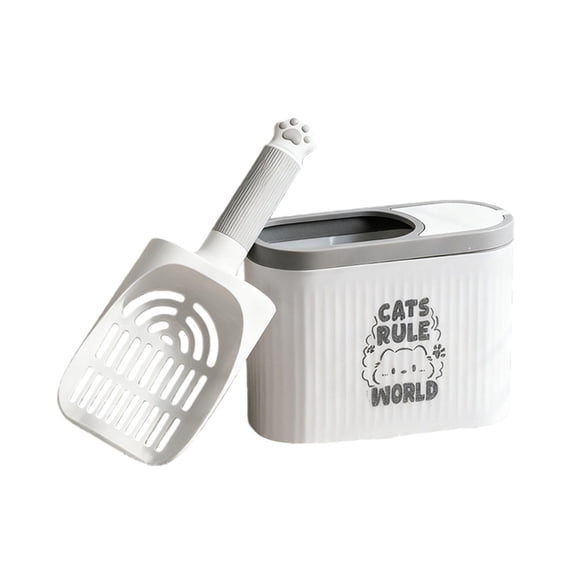 ACDANC Cat Litter Scooper with Holder, Quick-Sifting Cat Litter Sieve - Easily Removes Clumps, Detachable Scoop Head with Storage Stand and Trash Bag Holder, Premium Cat Litter Scoop (Grey)