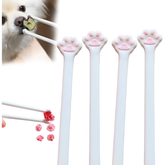 ACDANC Cat Paw Chopsticks 2 Pcs, Reusable Pink Paw Print Utensils with Non-Slip Grip, Cute Kawaii Dining Gift for Cat Lovers