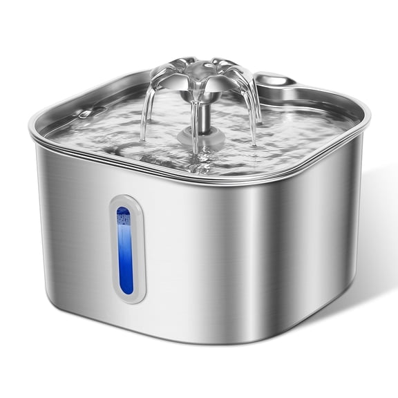 ACDANC Cat Water Fountain,74oz/2.2L Stainless Steel Pet Water Fountain, Quiet Flowing Design for Fresh Pet Hydration