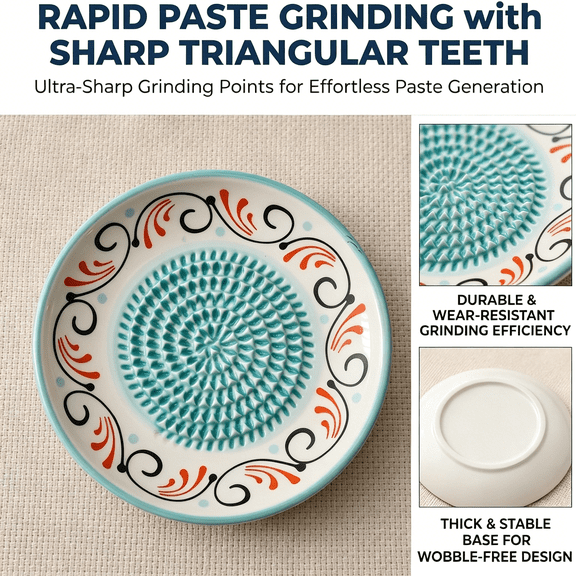 ACDANC Ceramic Garlic Grater Plate Bowl,MultiPurpose Spanish Tomato Grating Plate Tomatoes Dish with Ridges Tomato Grater Dish MultiPurpose Garlic Grater Plate(C)
