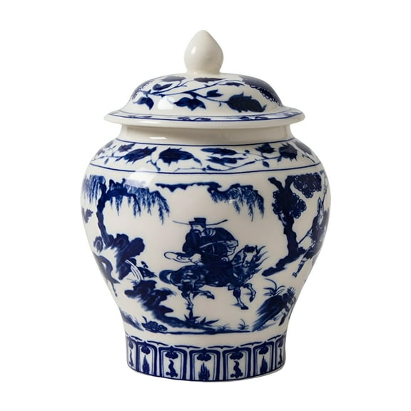ACDANC Blue & White Ginger Jar,Chinoiserie Ceramic Vase for Home Decor & Storage