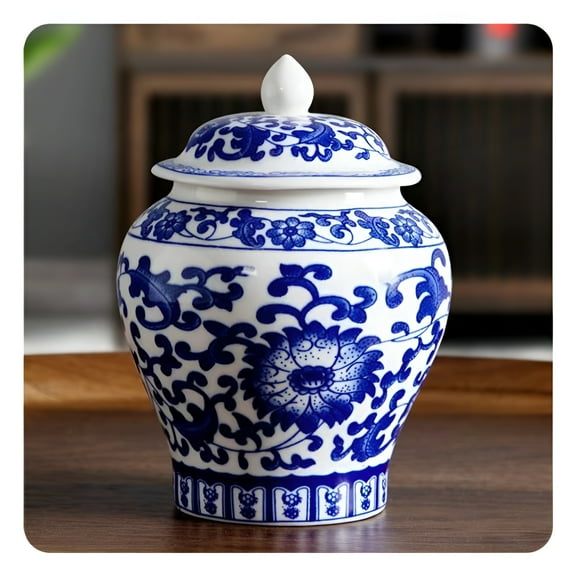 ACDANC Ceramic Ginger Jar Vase Chinoiserie Chinese Style Traditional Porcelain Jars Asian Ginger Jar for Home Decor Table Decoration Weddings Flower Ceramic Vase