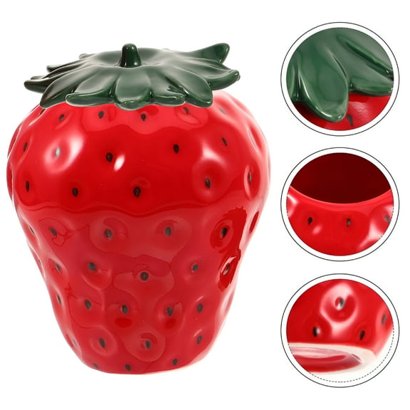 ACDANC Ceramic Jar Strawberry Shape Jar Ceramic Cookie Jar Kitchen Tea Canister Food Storage Jar